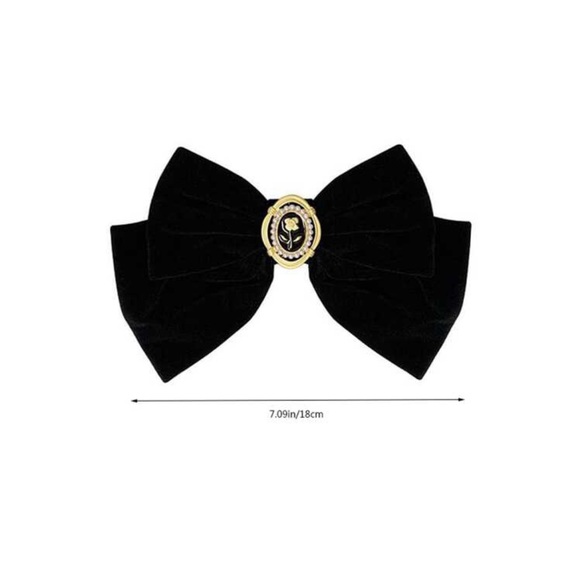 Set of 2 Black Velvet Detail Hair Clips - Picture 6 of 6